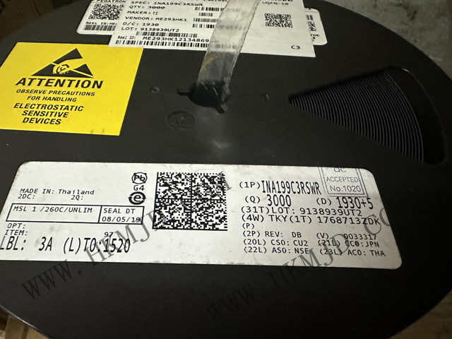 原裝出售TI INA199C3RSWR 26V，雙向電流感應放大器 10-UQFN -40 至 125